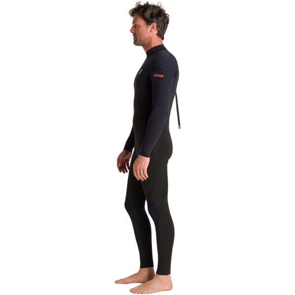 2026 C-Skins Mens NuWave Session 3/2mm Back Zip Wetsuit C-NSE32MBZ - Black / Black X / Warm Red